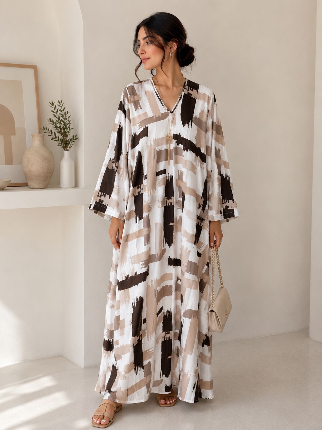 Robe  avec Motif Couleur Marron