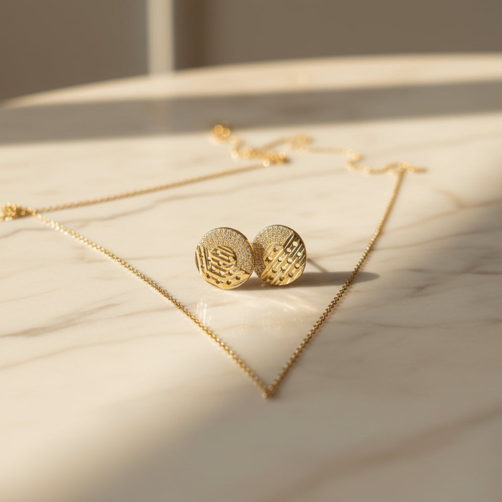 Pack Élégance Dorée – Collier & Boucles d'Oreille