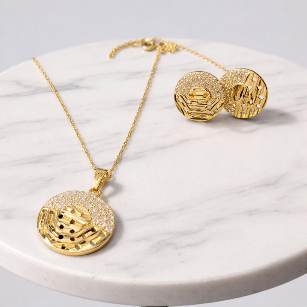 Pack Élégance Dorée – Collier & Boucles d'Oreille